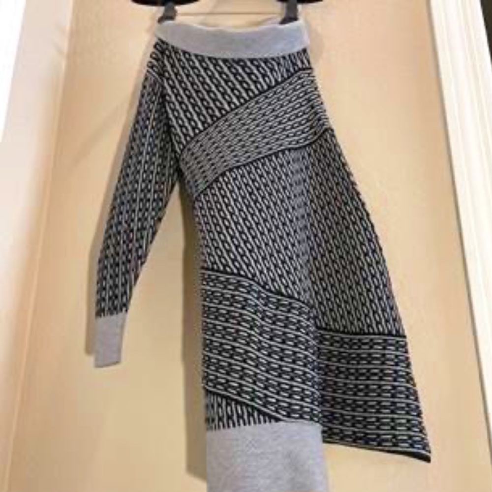 Off the shoulder Black & Grey Heavy Knit Dress